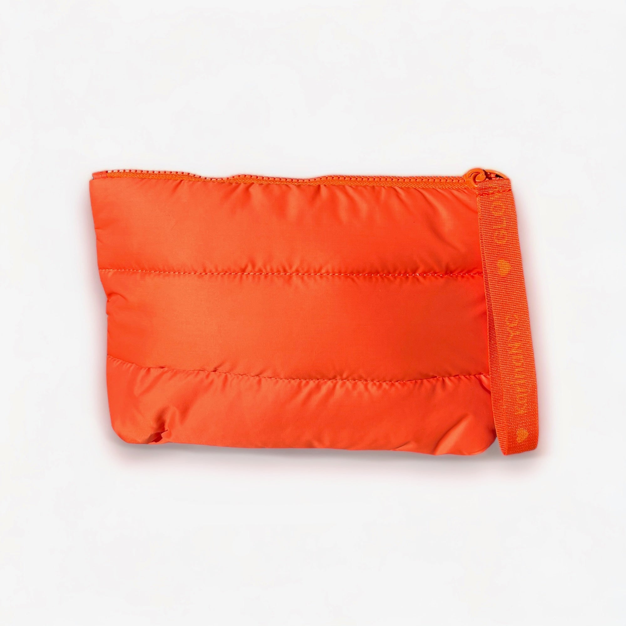 Quilted Orange Puffer Skincare Clutch